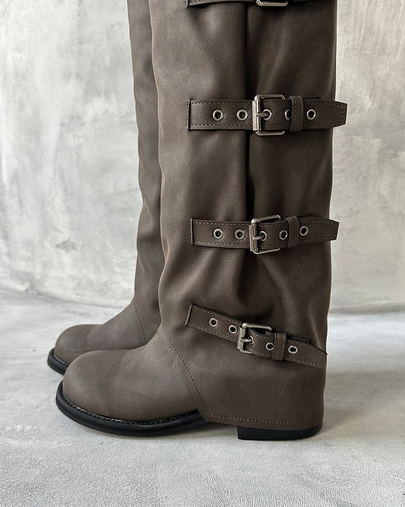 Warmer Buckle Long Boots