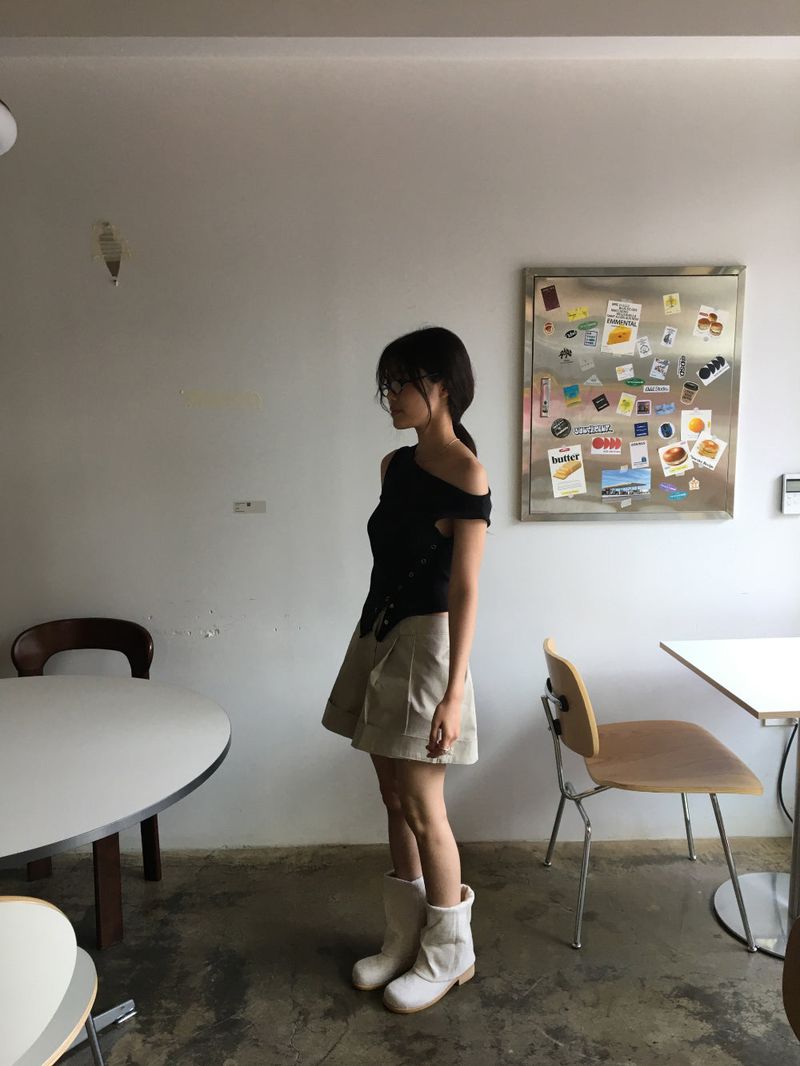 Chunky linen boots (1color)