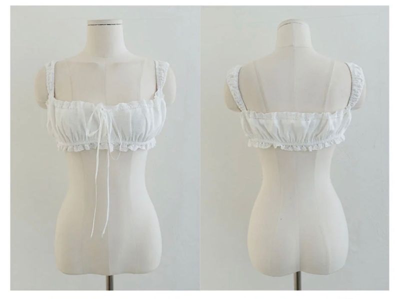 WHITE EYELET LACE BUSTIER CROP TOP