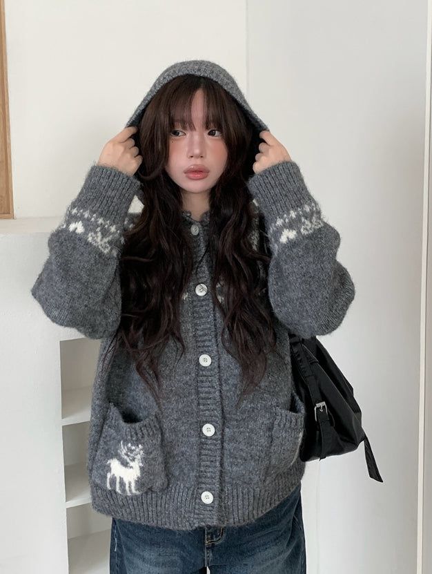 anyonemore（エニーワンモアー）の「Deal Nordic Hood Button Knit Cardigan（Tops）」
