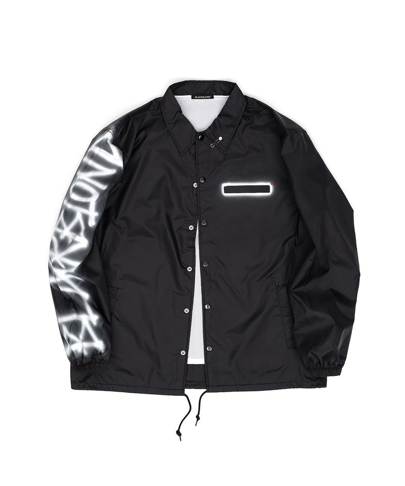 BLACKBLOND（ブラックブロンド）の「BBD エンプティー スプレイド ロゴ コーチジャケット (Black)（ジャケット/アウター）」