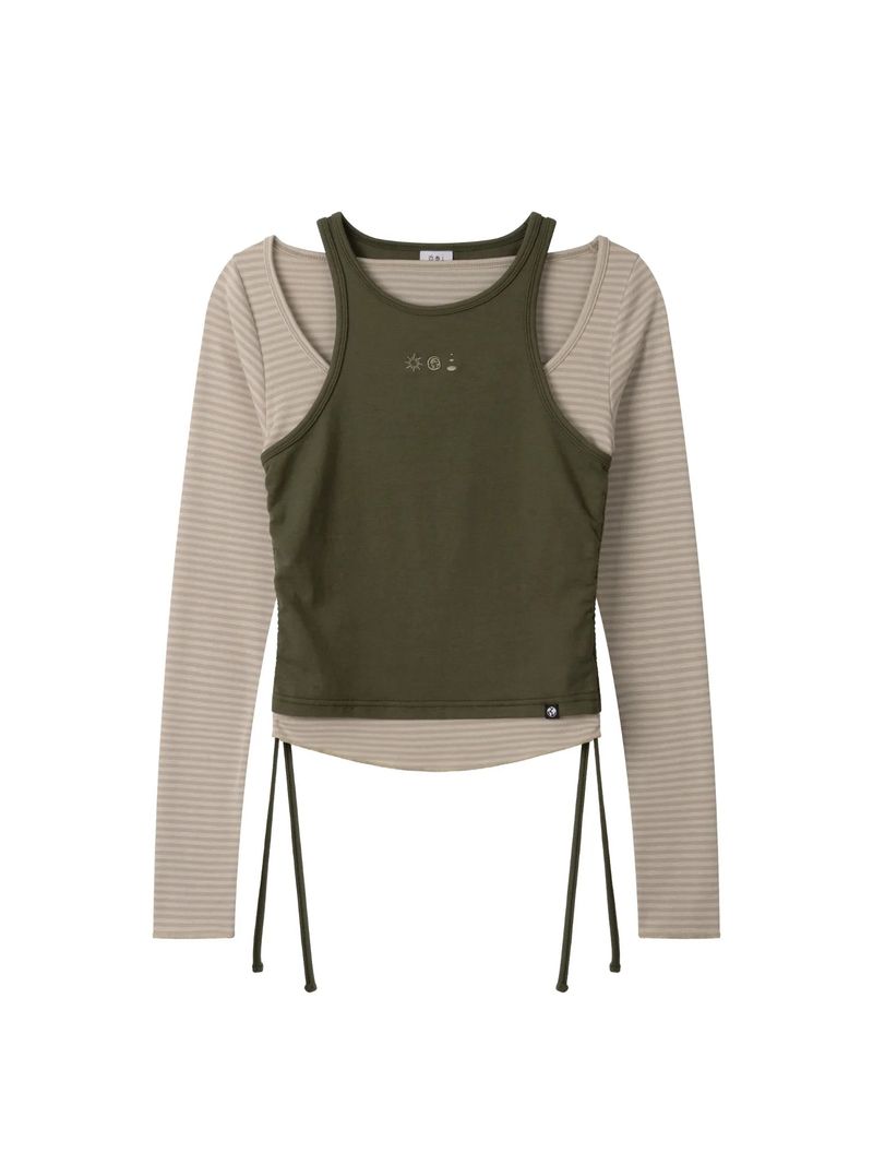 EARTHJIGU（アースジグ）の「ツイン レイヤード ロング スリーブ (KHAKI)（トップス）」