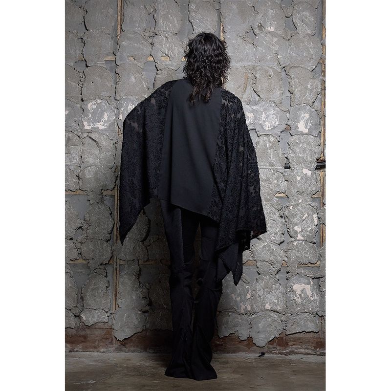 RIBBON TIE CAPE BLOUSE