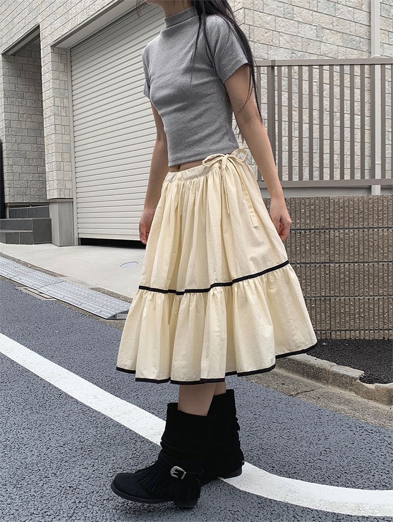 RIBBED HALF NECK TEE (4C)