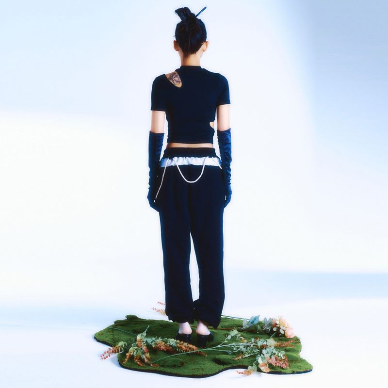 222 Rope coloring jogger pants - Black