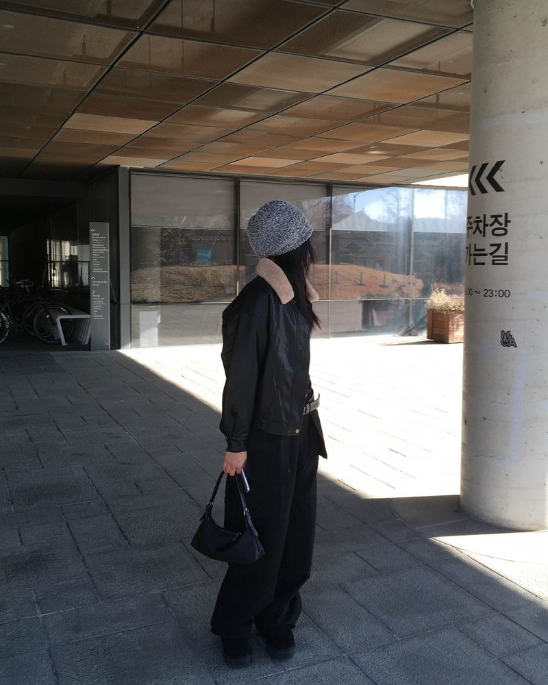 Vintage fur leather jacket