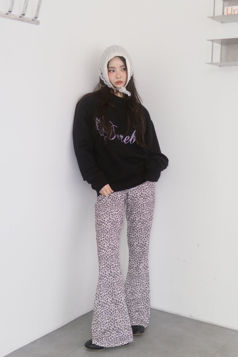 Spandex Leopard Banding Bootcut Pants