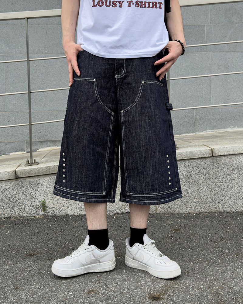 Beto Studded Bermuda Denim Pants