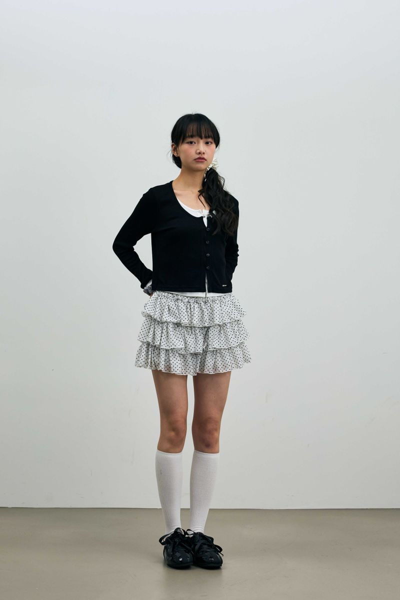 LYLA LAYERED CARDIGAN / BLACK-WHITE