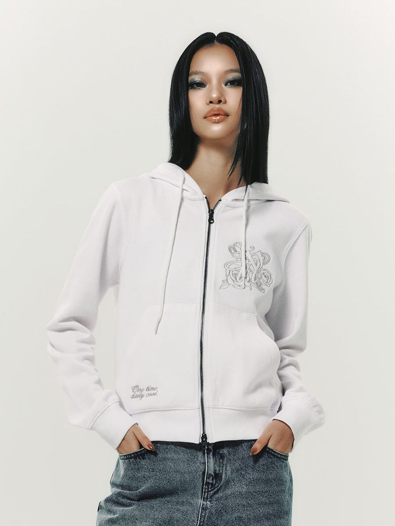 NYXX（エヌワイエックスエックス）の「BURST INTO ROSE HOOD ZIP-UP WHITE（Tops）」