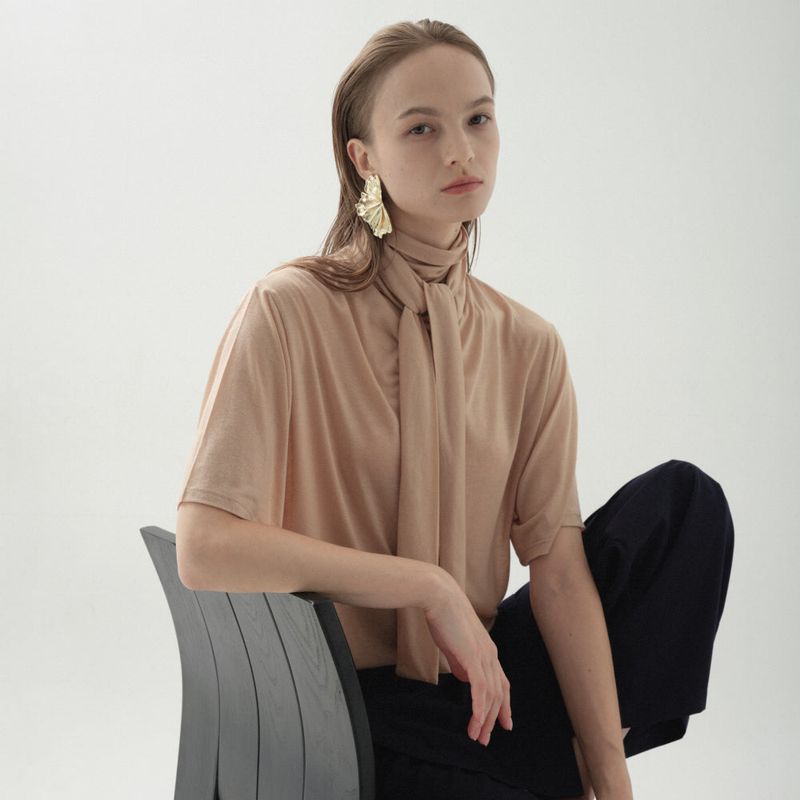 Scarf Tencel Tee_Beige