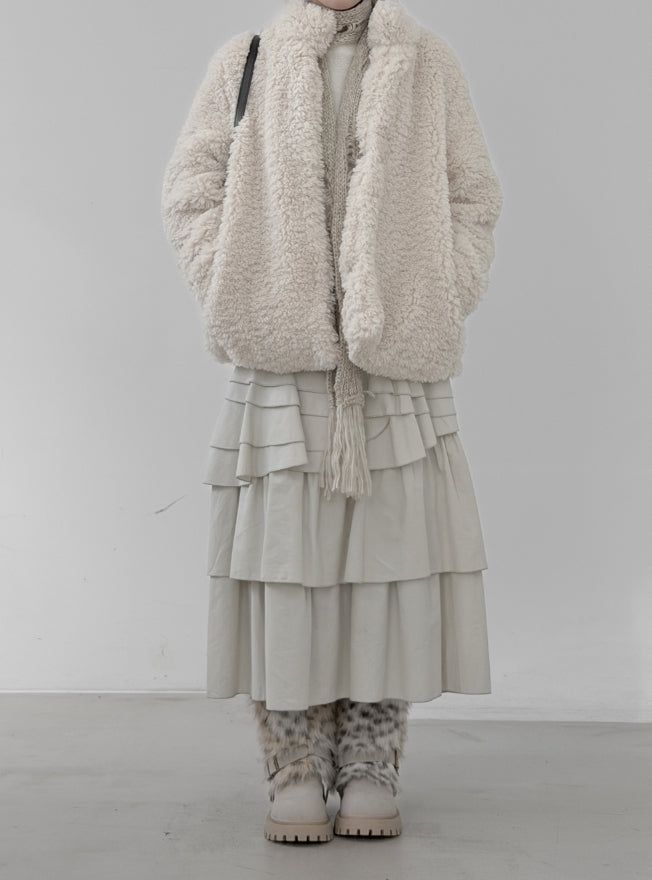 Anple Unbalanced Frill Tiered Skirt