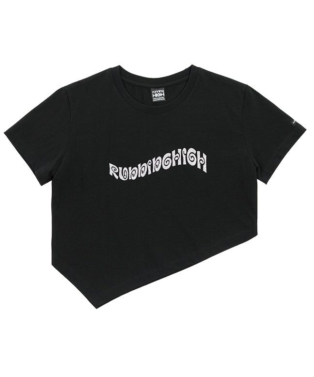 GLITTER LOGO UNBALANCE CROP TEE