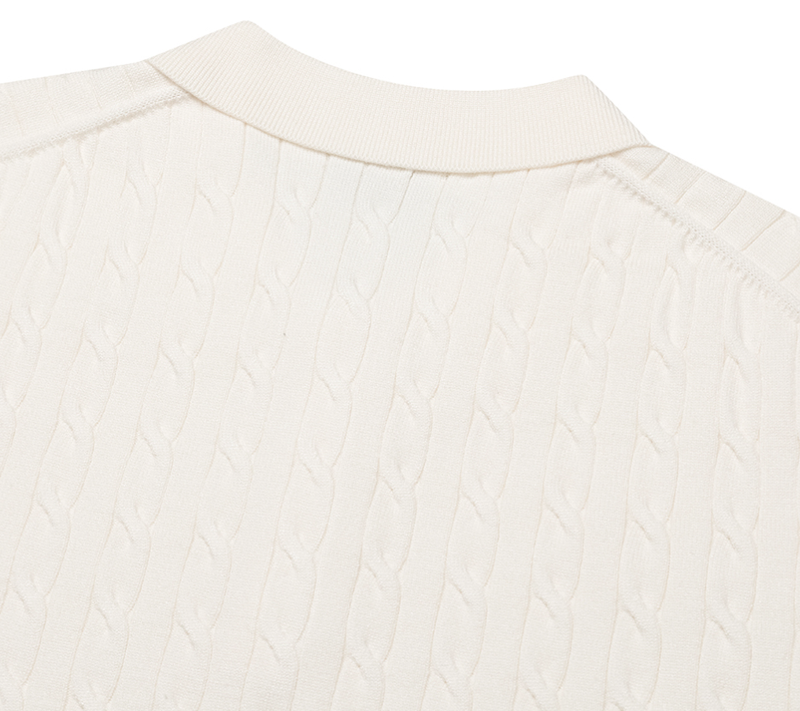 nade Cable Collar Button Standard Knit