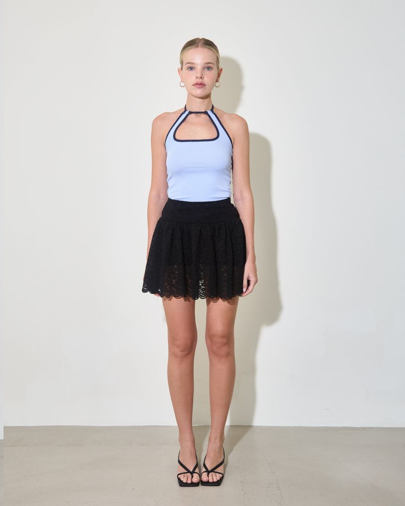 STRING HALTER TANK TOP / BLUE