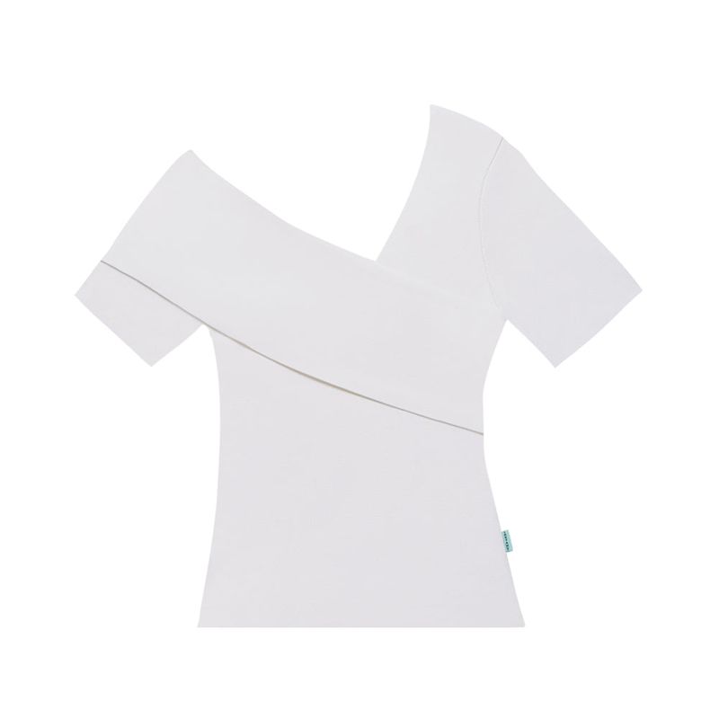 Short-sleeved sim one-shoulder sweater