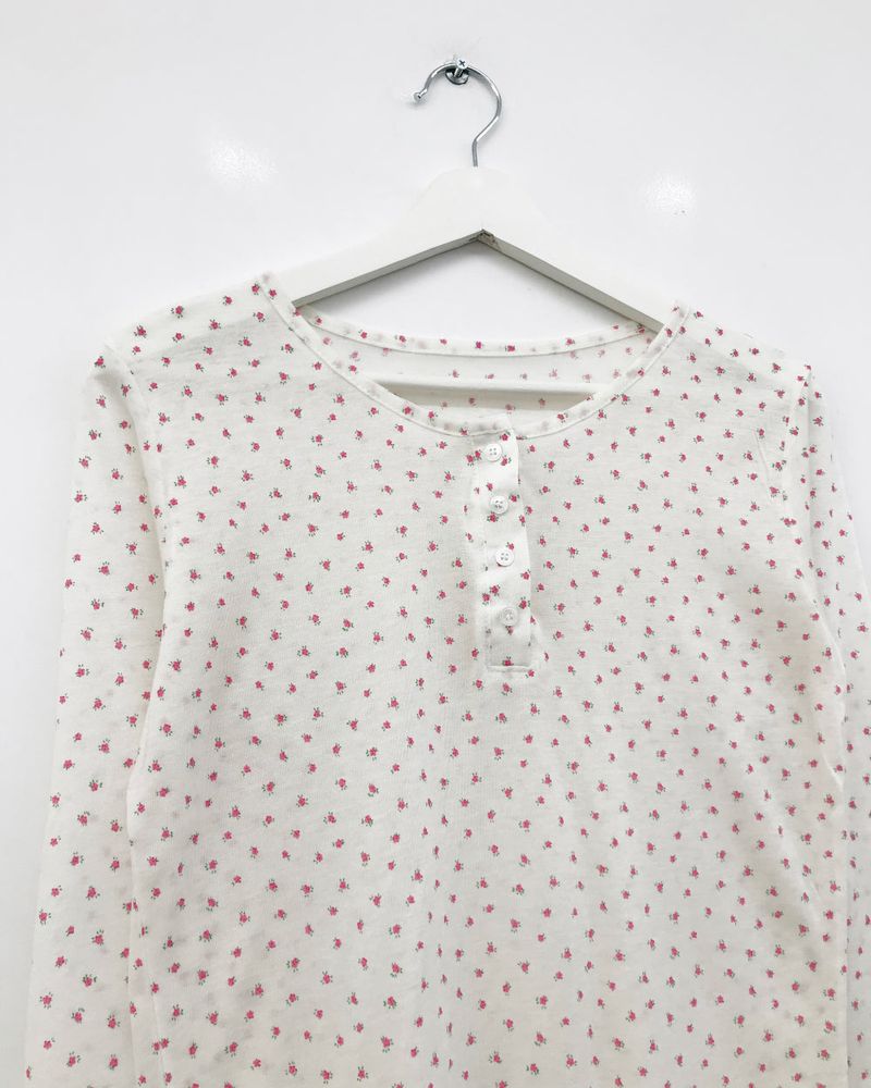 Floral Henley Neck Long Sleeve (4color)