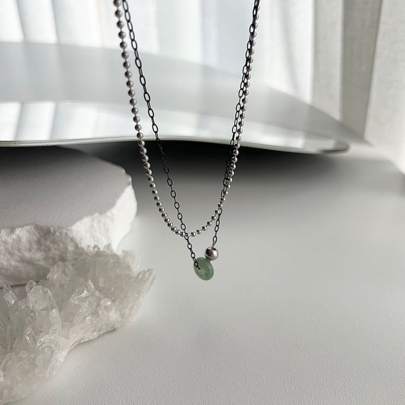Haur gemstone y2k hip two-line layered choker necklace