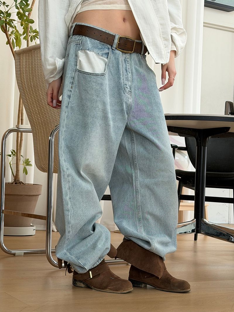 MUZESEOUL(ミューズソウル)の「Two tone pocket wide denim pants(2color)(Pants)」