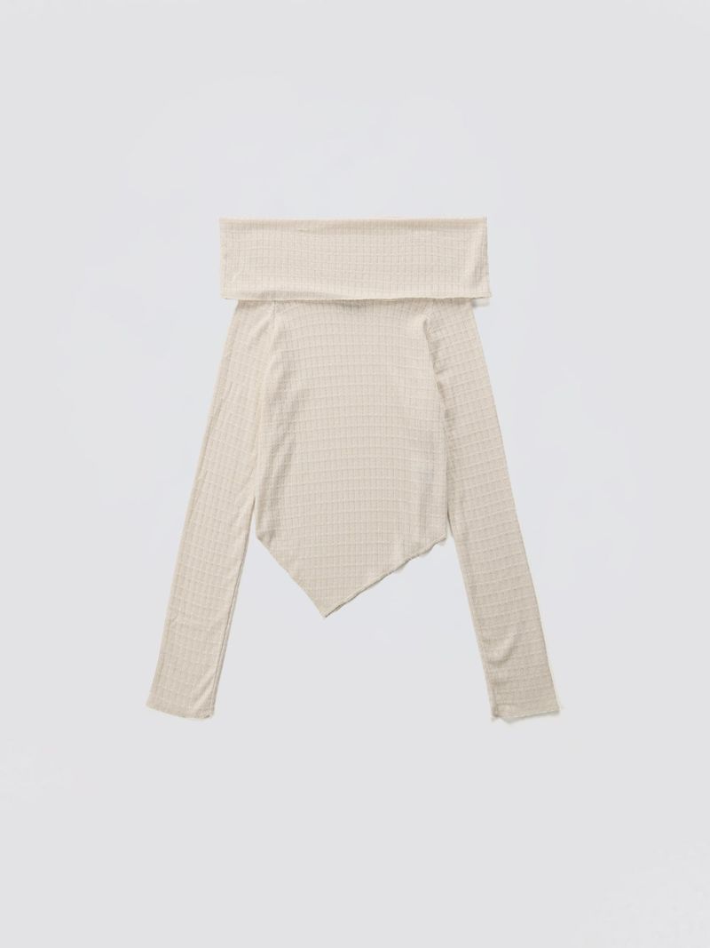 Cowl-neck Open Shoulder Tee_Ivory