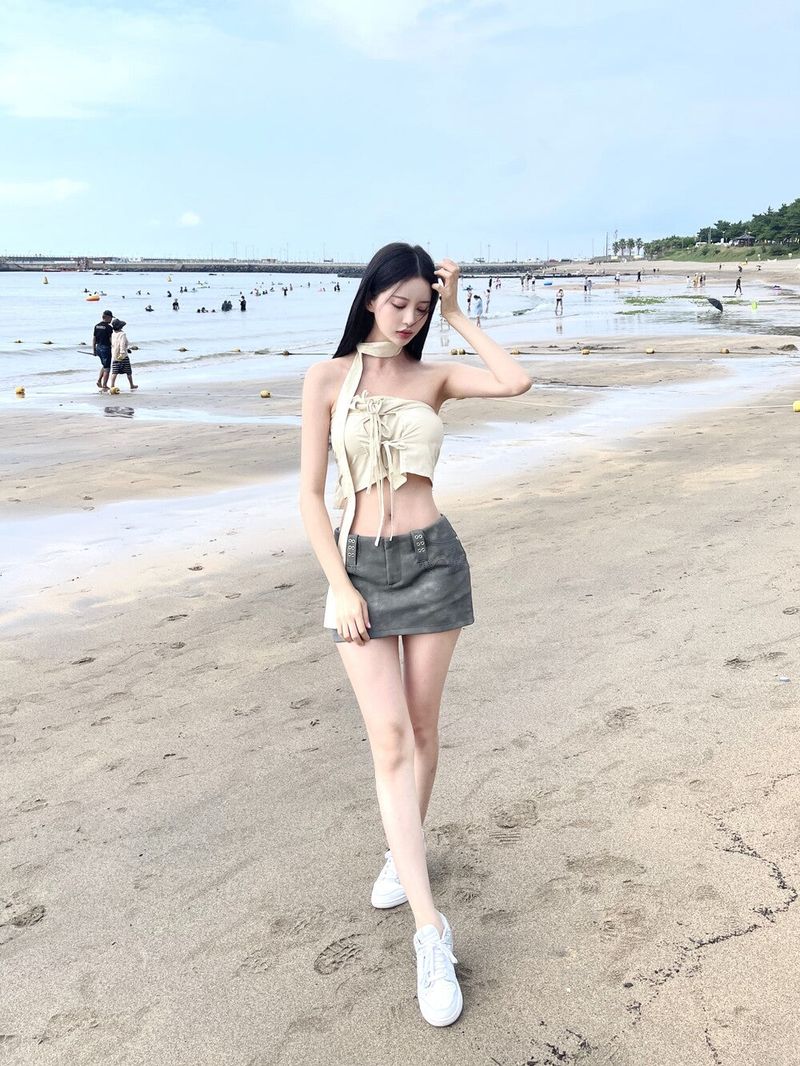 1012. Ribbon scarf top (3color)