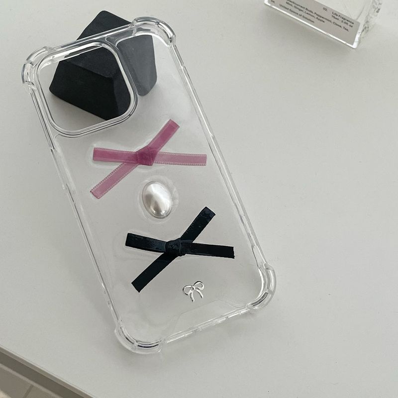 [made]black&radish pink ver ribbon resin phonecase