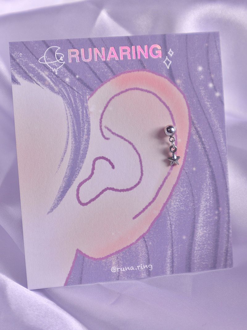 Surgical steel drop mini star piercing