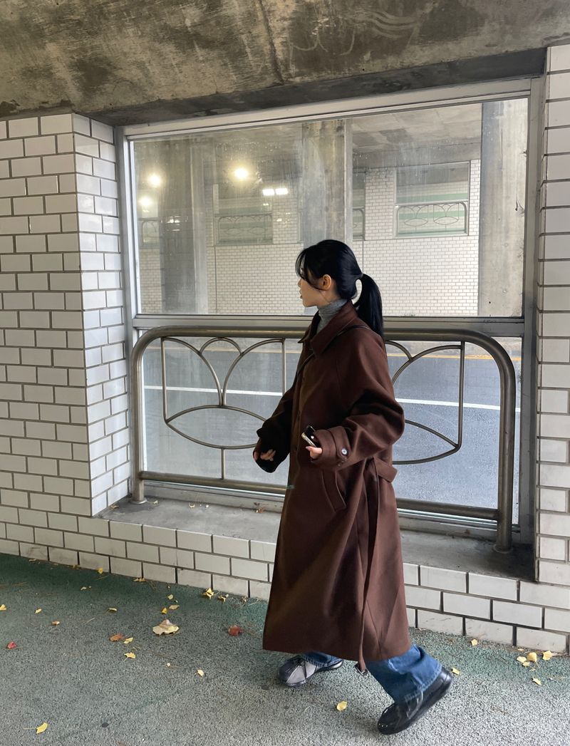 Neroli wool belted long coat