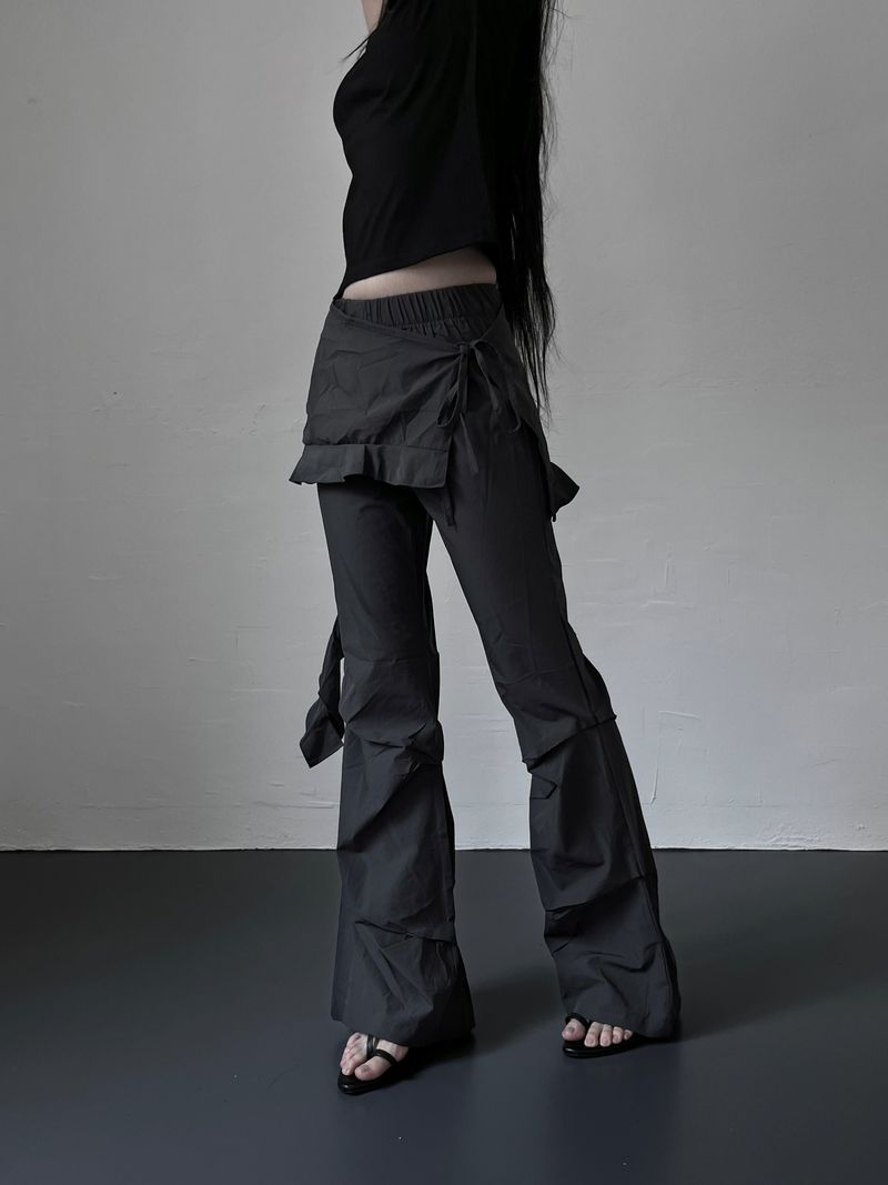 nylon skirt layered pants (2color)
