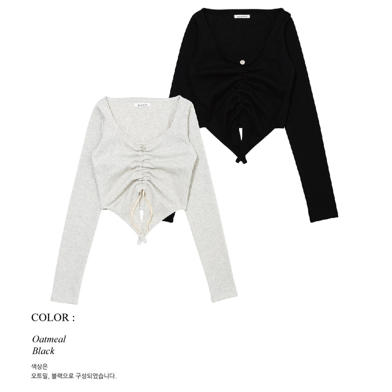 LILY SHIRRING STRING TOP_OATMEL