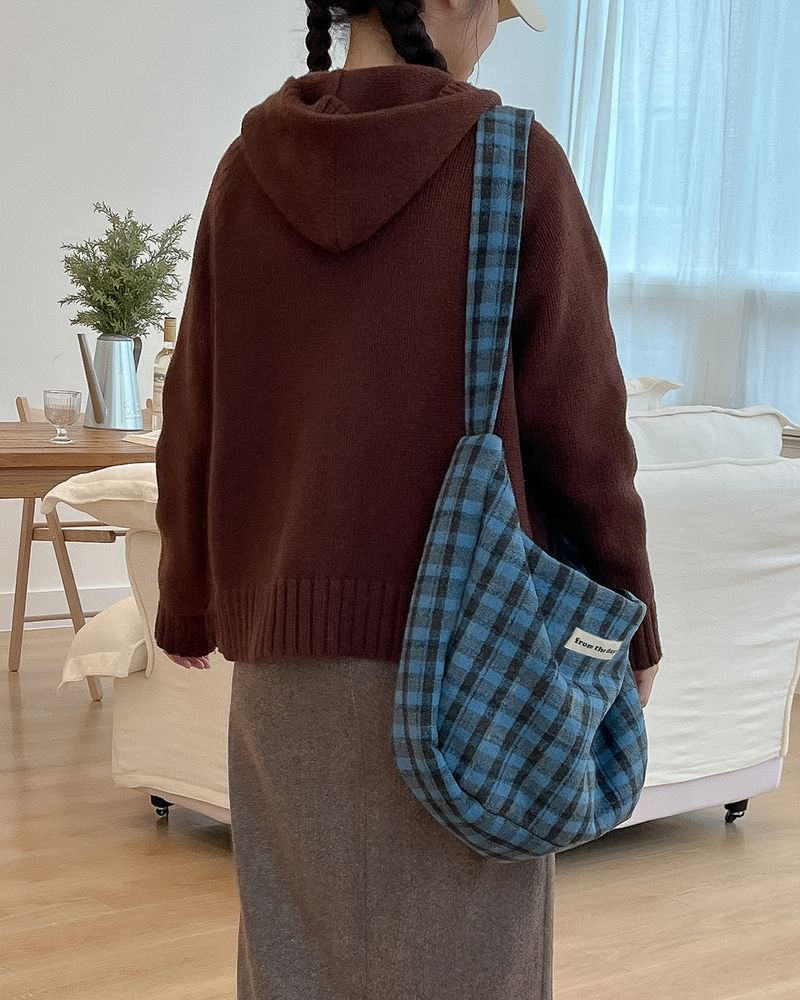 【MADE】Checkered wool big cross bag