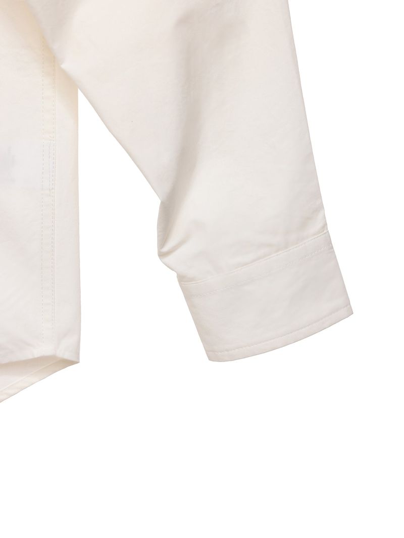 6CRAYON Patchwork Basic Beige Cotton Poplin Embroidered Shirt