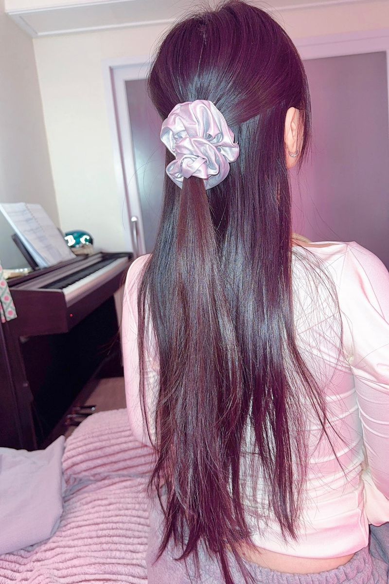 Silver leather scrunchy