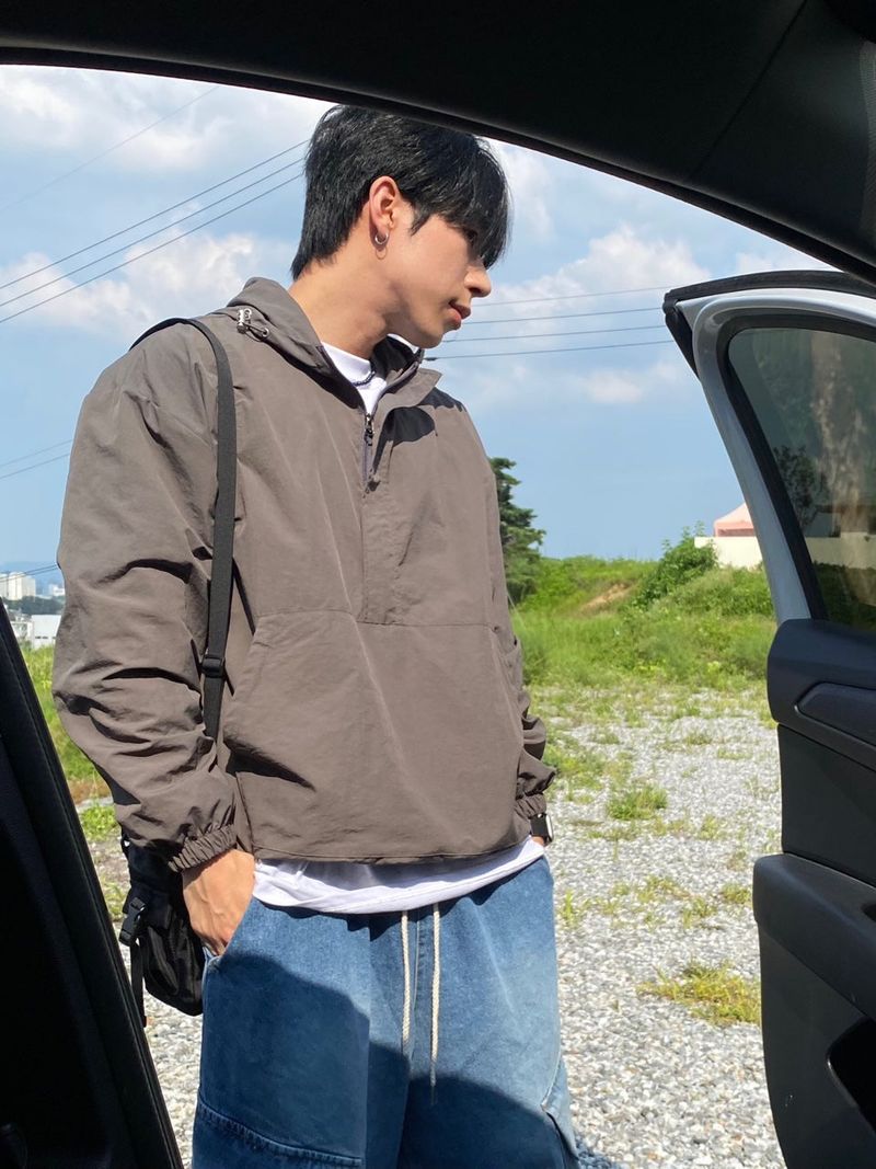 diagonal Washing balloon cargo denim pants 2C