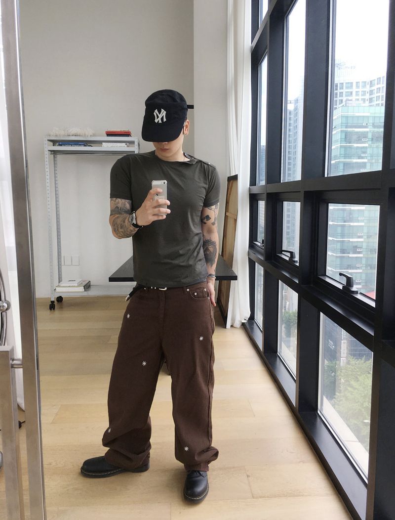 No.1794 R muscle side snap half T (3color)