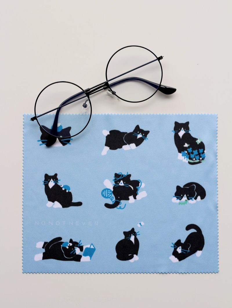 glasses cleaner a tuxedo cat