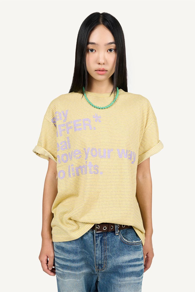 Raucohouse（ラウコハウス）の「Disturb striped print T-shirt（Tops）」