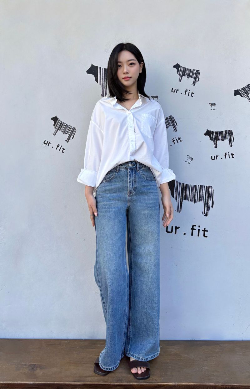 WIDE REGULAR DENIM PANTS code 25002