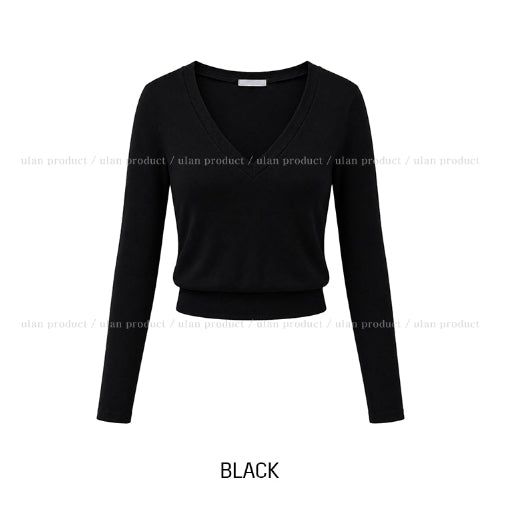 Pint Crop V-Neck Slim Long Sleeve