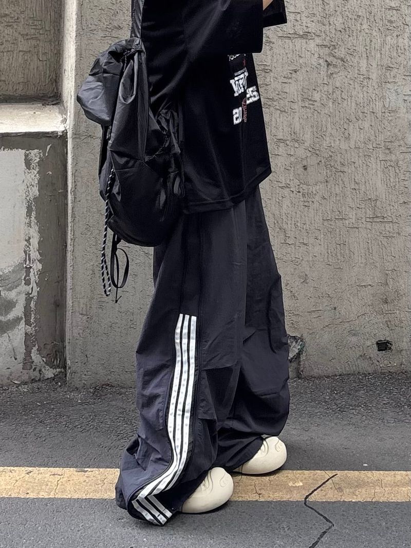 half track side zipper pants
