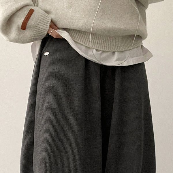 Bella Pendant Point String Ribbed Wide Pants
