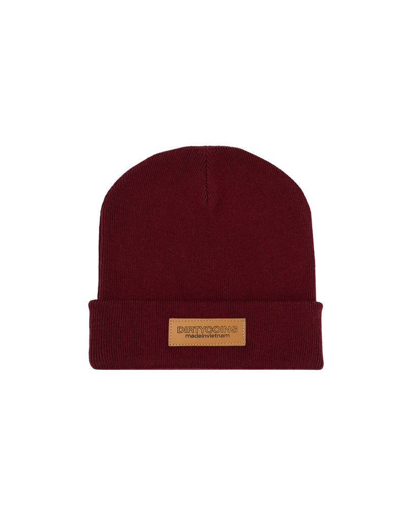 DirtyCoins(ダーティーコインズ)の「Leather Patch Beanie - Red(Hats)」