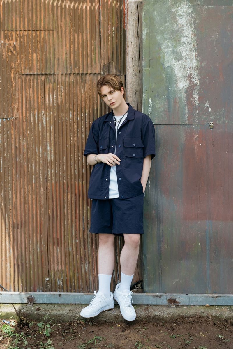 NYLON SHORT-SLEEVED SET - PANTS (NAVY)