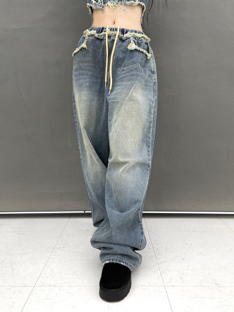 [High quality] 790. Jen damage wide denim pt