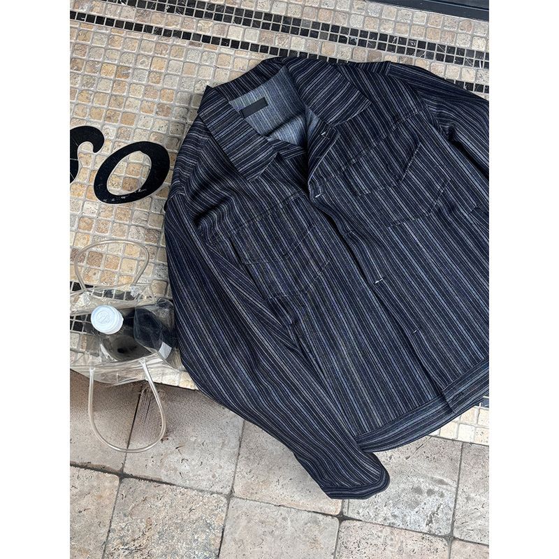 [SET UP가능] Stripe trucker denim jacket