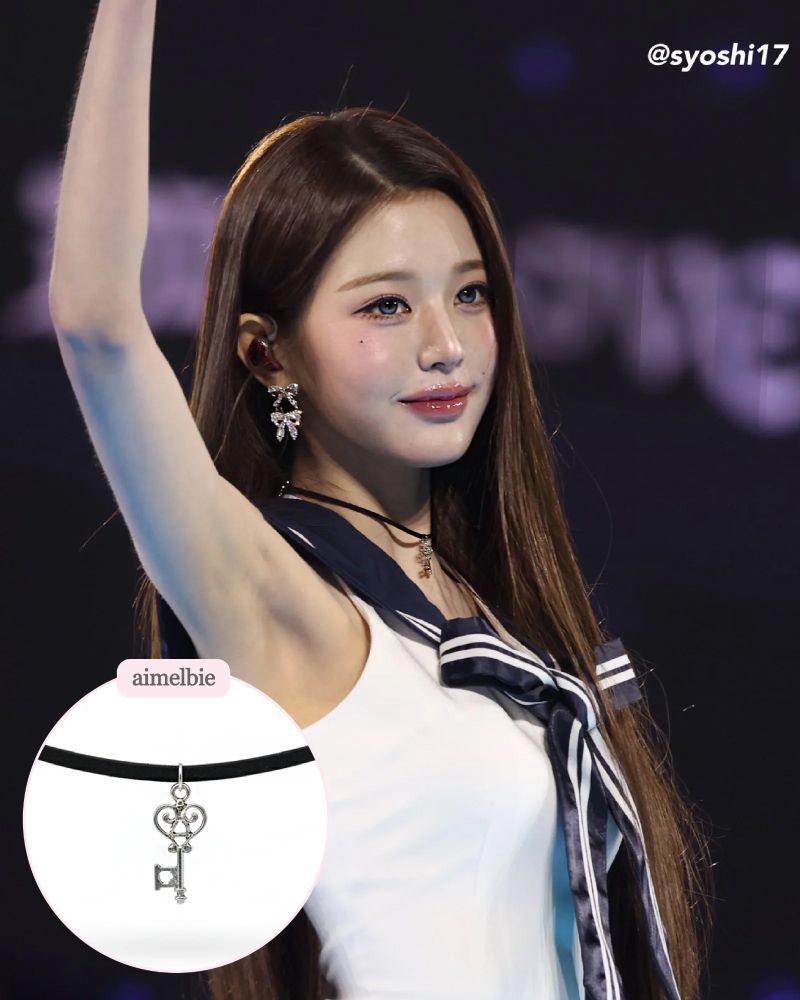 [IVE Wonyoung Necklace] Silver Heart Key Choker Necklace