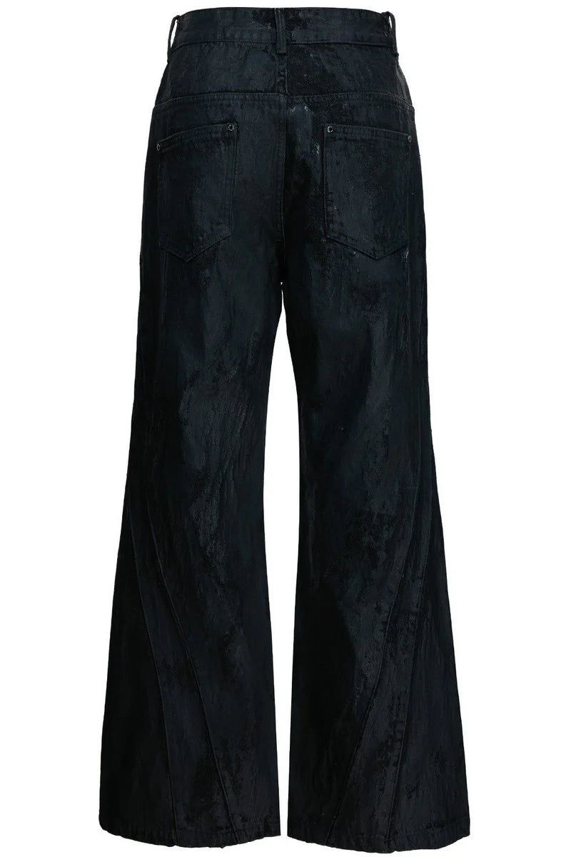 Waxed Black Studded Jeans