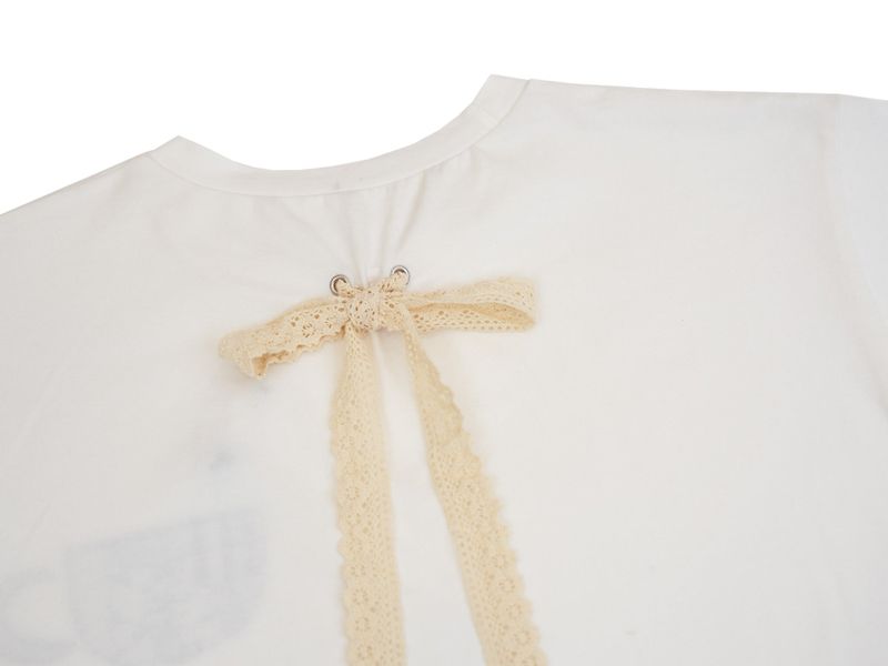 TEA CUP CROCHET T-SHIRT / WHITE