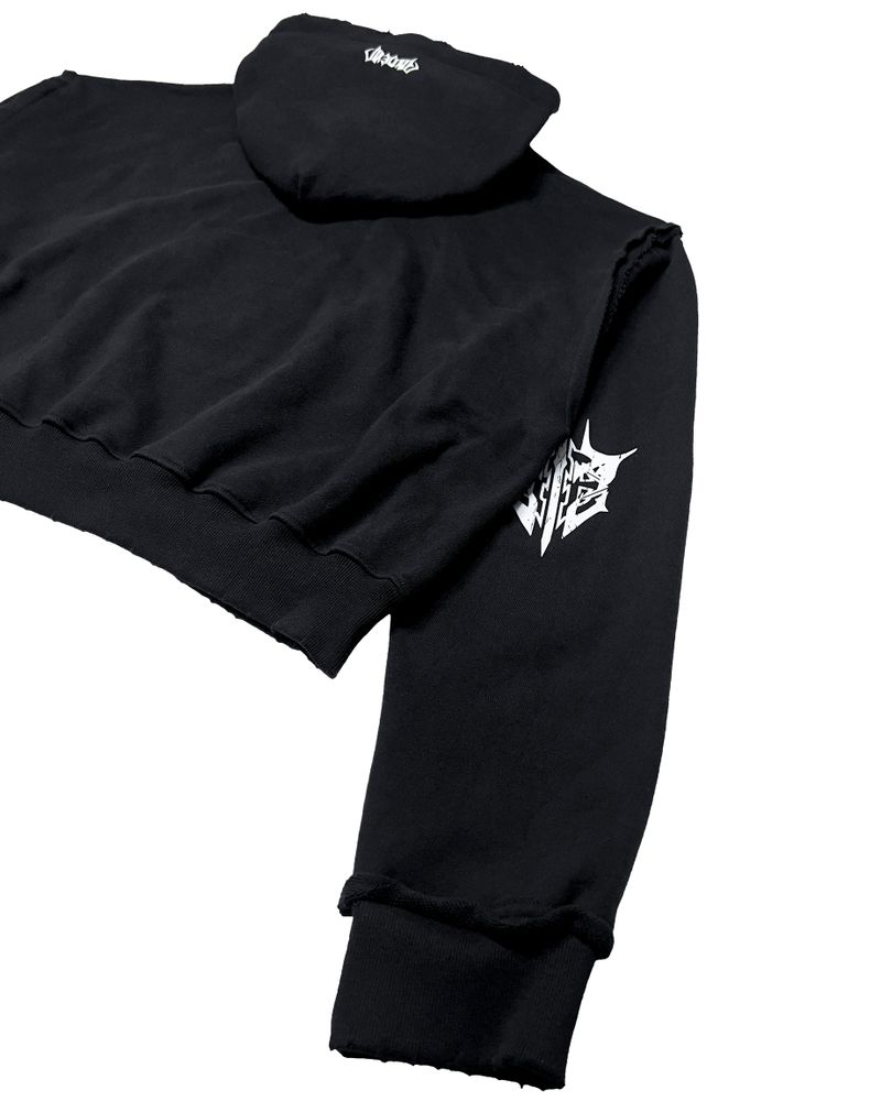 POLO CROP HOODIE_BLACK