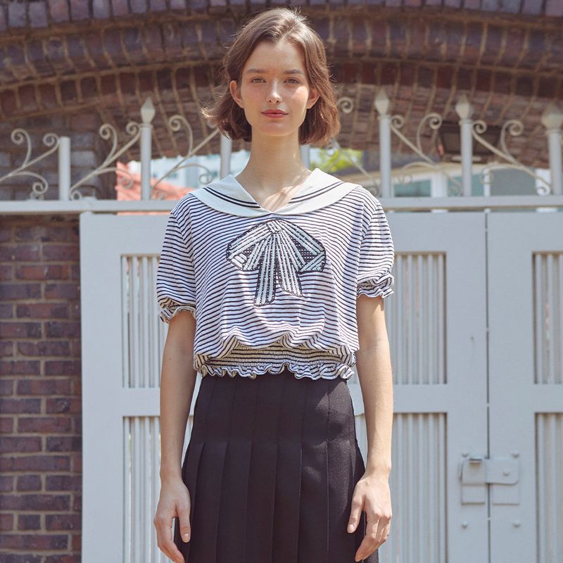 Ribbon Sailor Top (STRIPE)